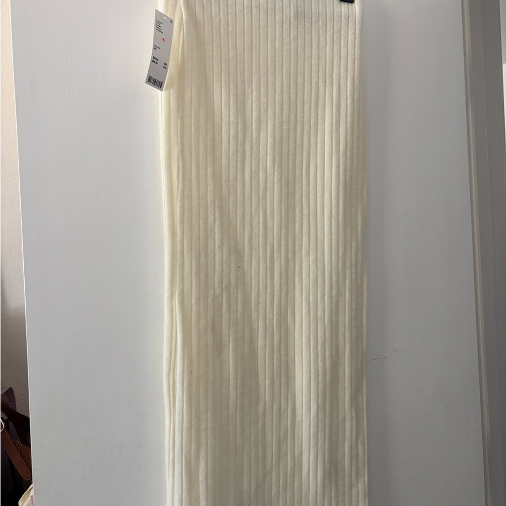 Cream Ribbed Knit Maxi Skirt